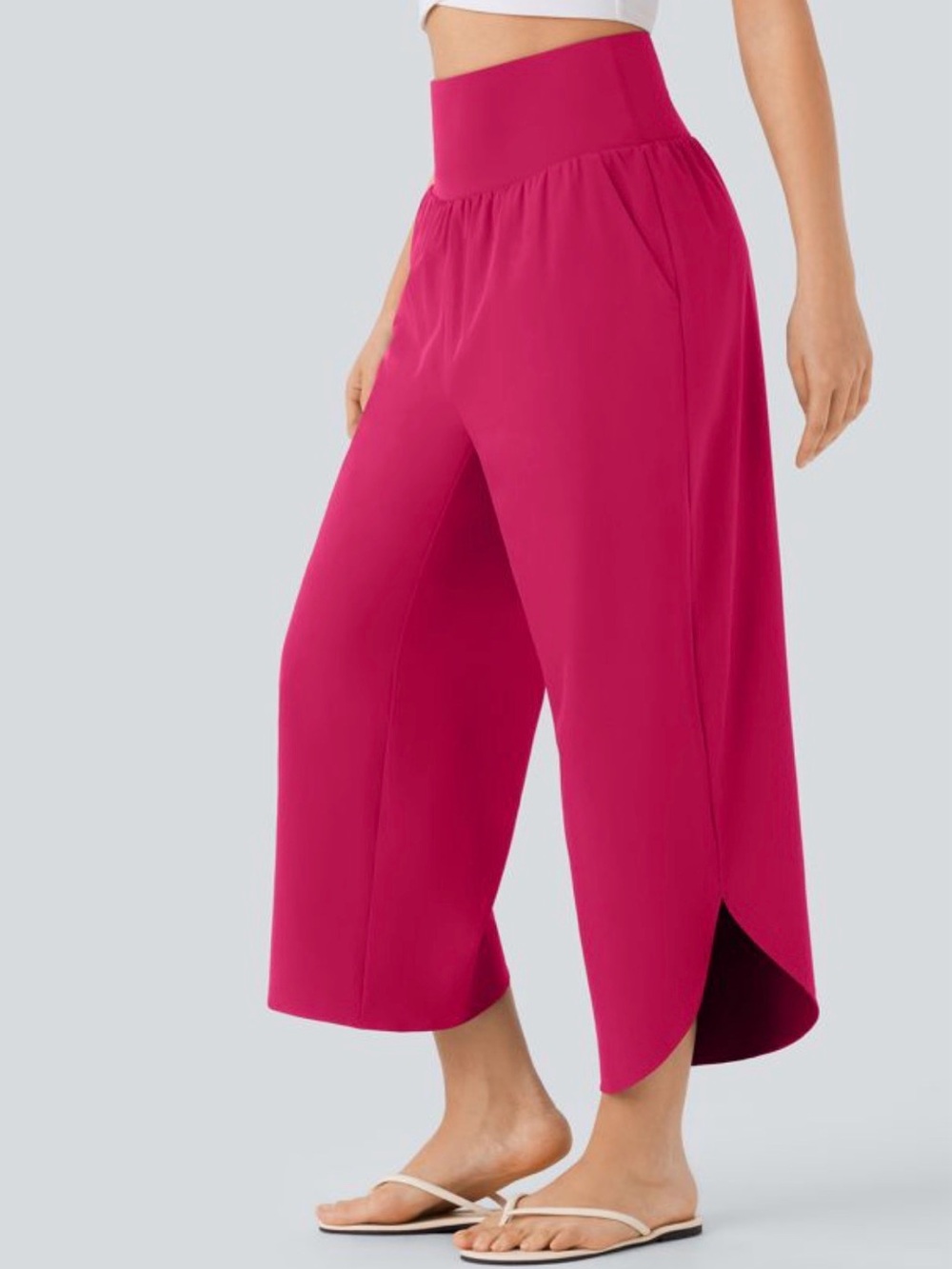 NWT Halara Breezeful Tummy Control Split Hem Black Wide Leg Resort Pants